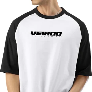 Veirdo Oversized Men Printed T-Shirt - L, White & Black